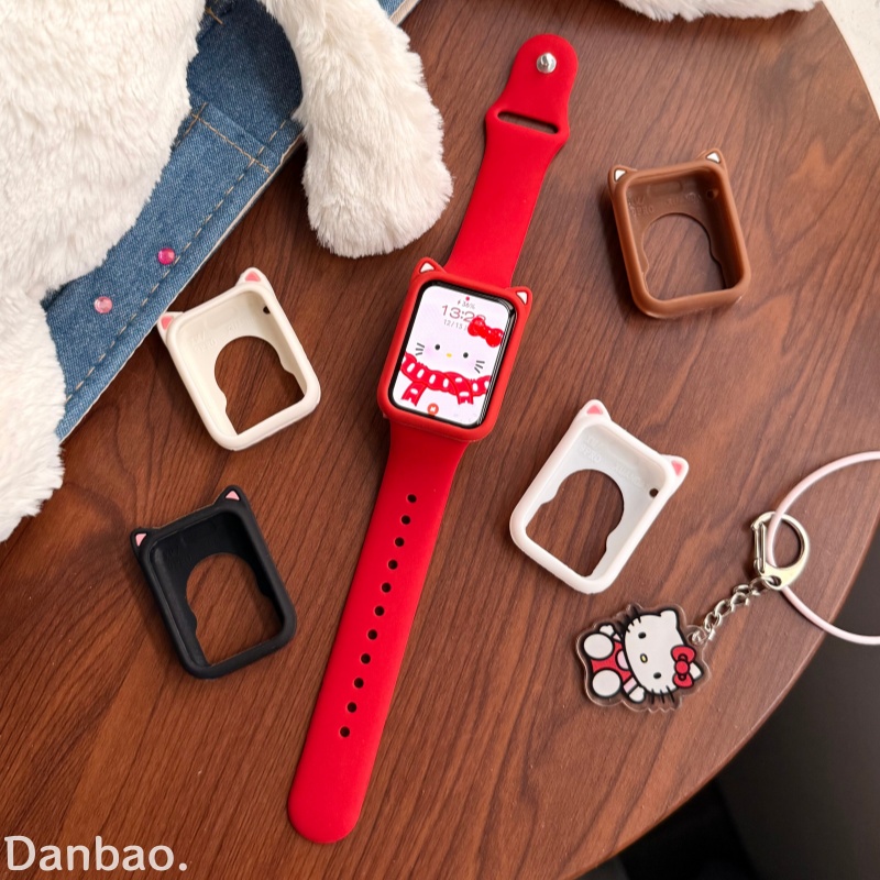 《可爱猫耳套》适用于小米手环9pro液态硅胶表带8pro卡通运动替换带