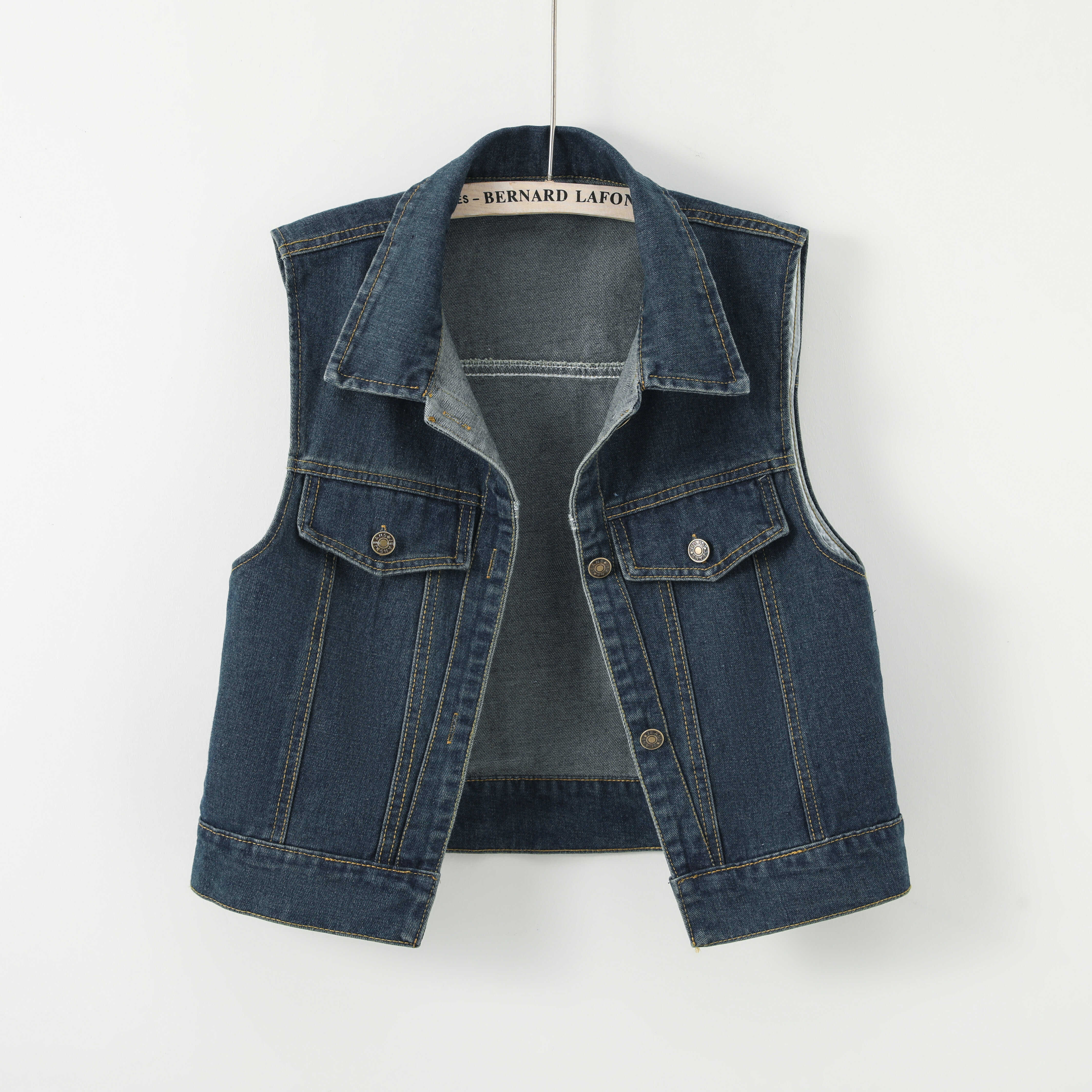 1990夏季新款宽松洋气减龄无袖背心夹克外套百搭外穿牛仔马甲女春