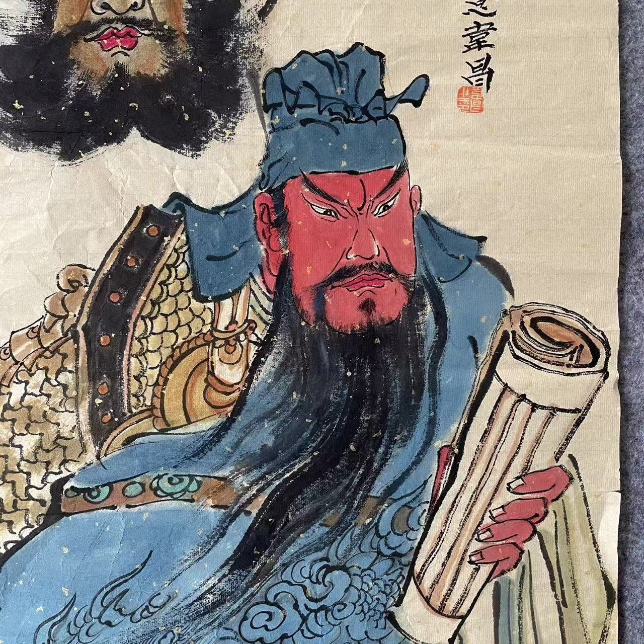 写意人物画104厘米 -42厘米关将军 忠义春秋适合书房茶室办公室等