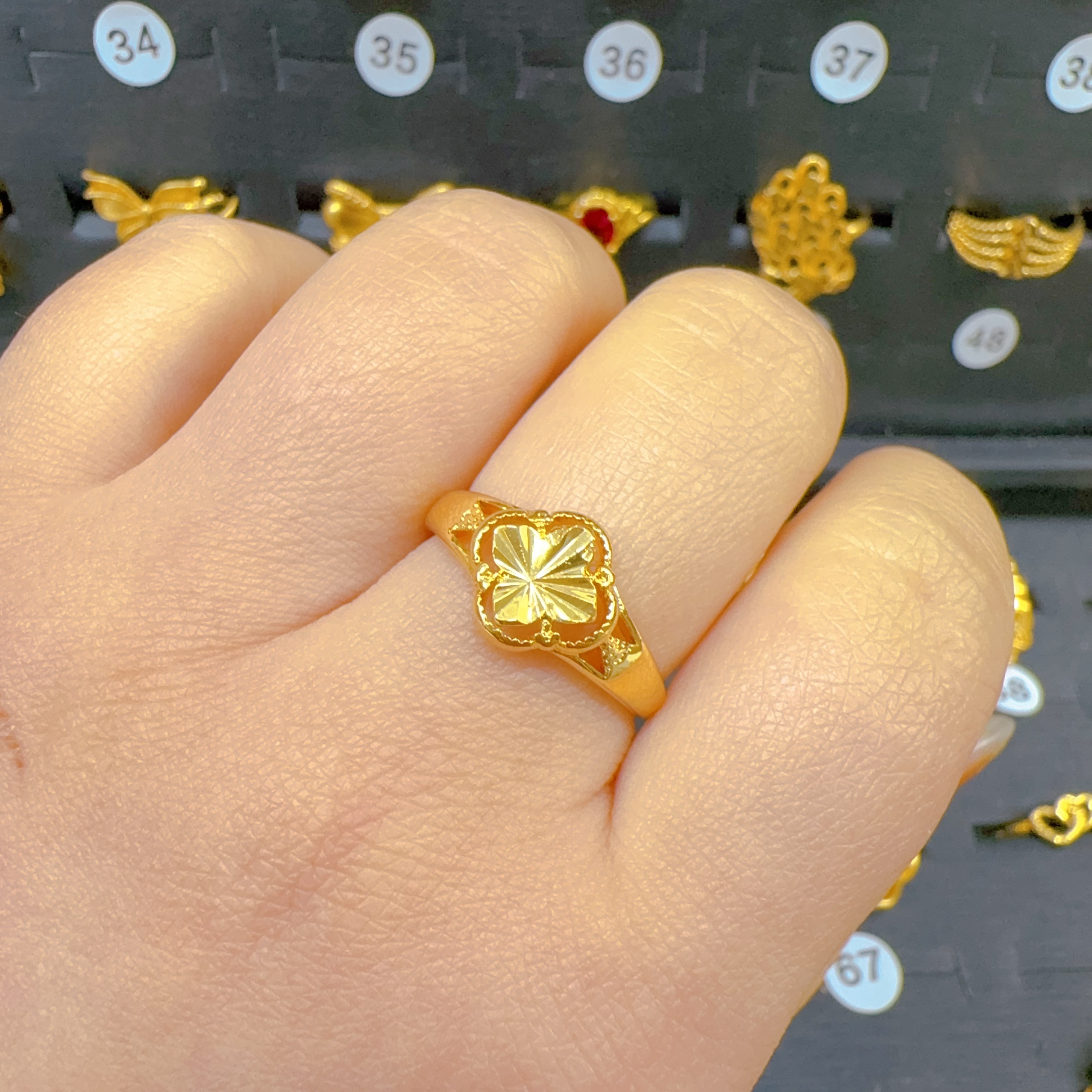 铜合金戒指 简约大气开口可调节金色戒指秋冬新款9