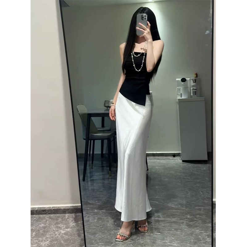 2025夏季新款时尚洋气减龄性感辣妹风露肩上衣高腰百搭半身裙套装