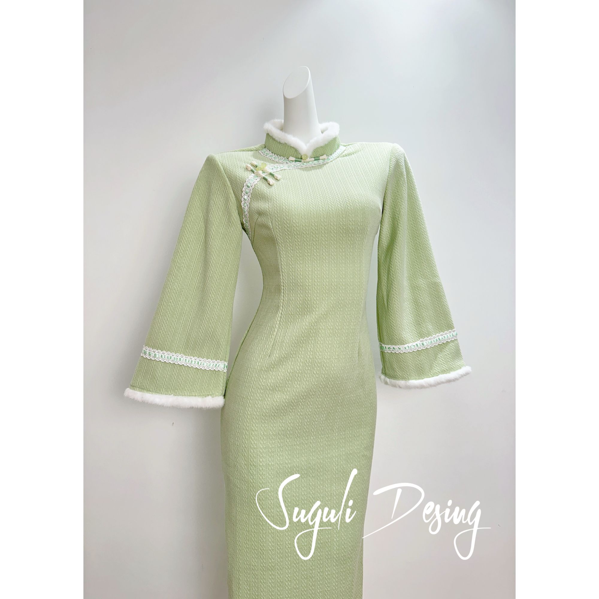 苏故里【青梅】文艺气质修身高端日常旗袍奢华气质单层衣长120