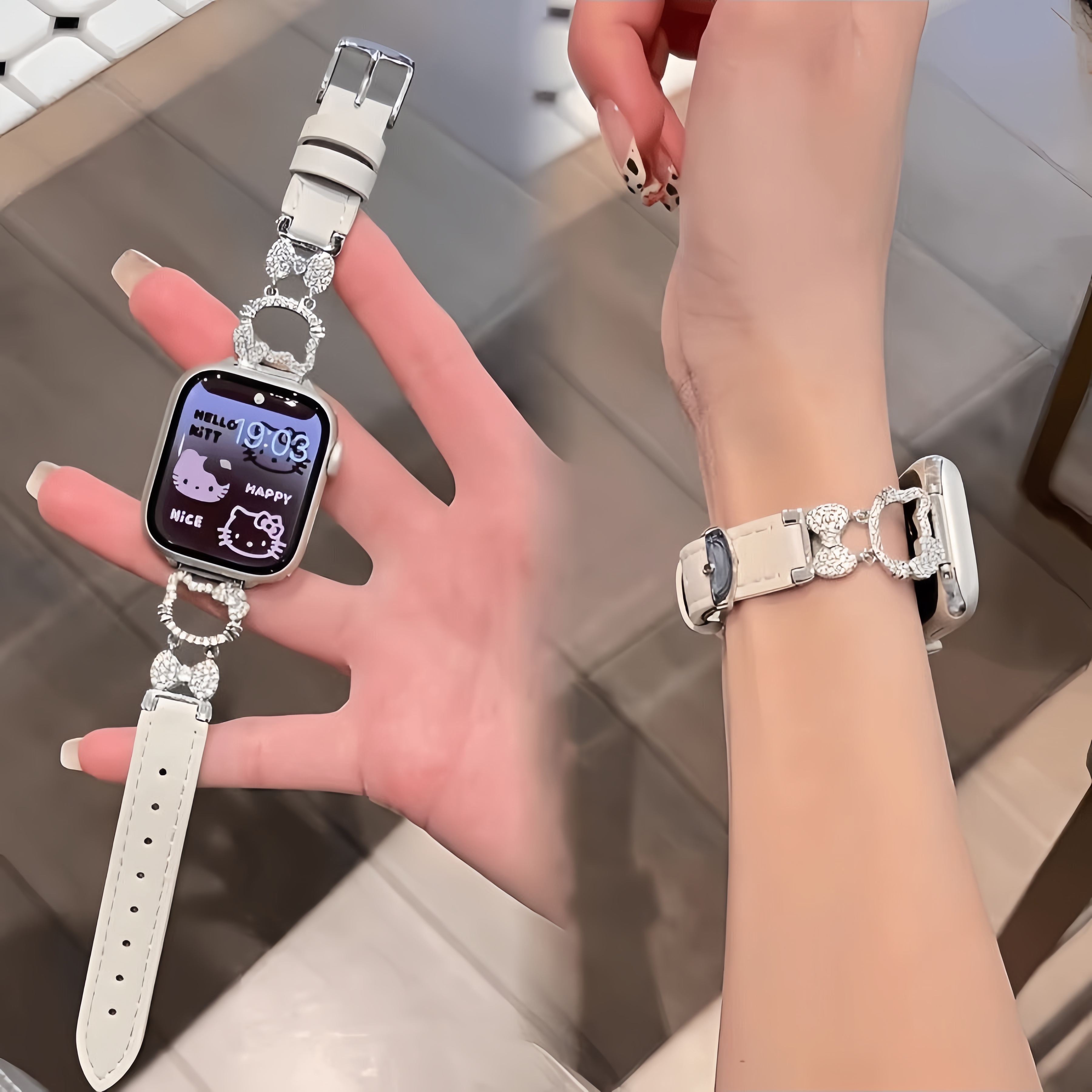 适用小米手环10Pro/9Pro闪钻KT猫手表带8pro红米Watch6/5/4女腕带