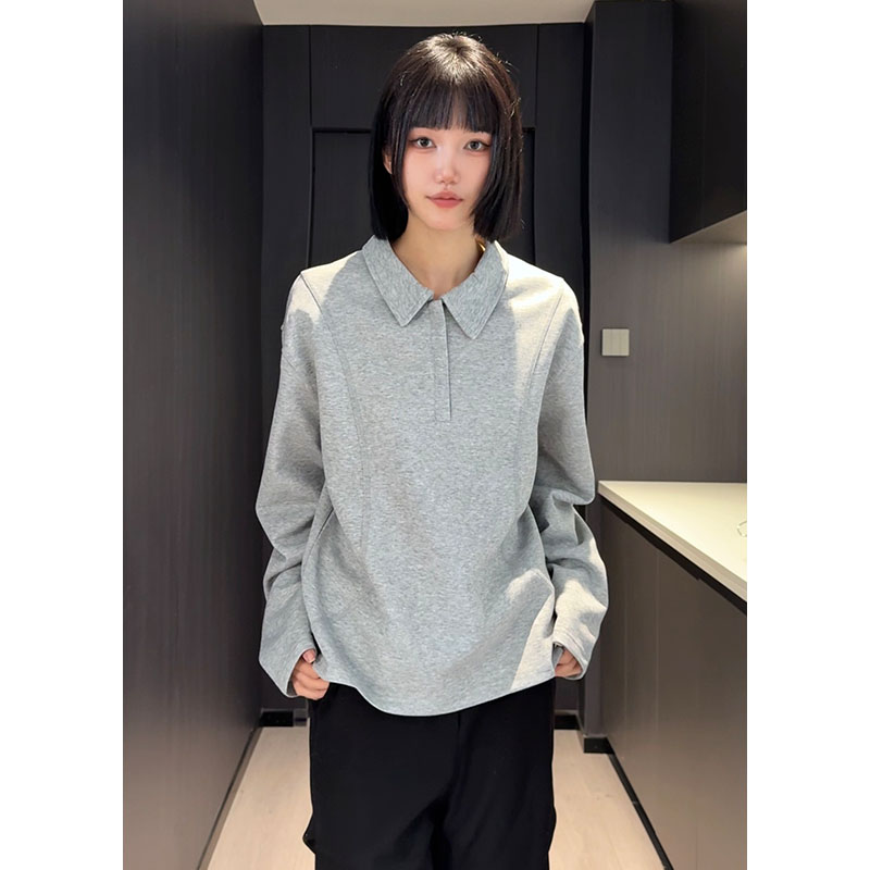 美式半拉链POLO衫卫衣男秋冬cleanfit正肩解构休闲潮流拼接T恤衫