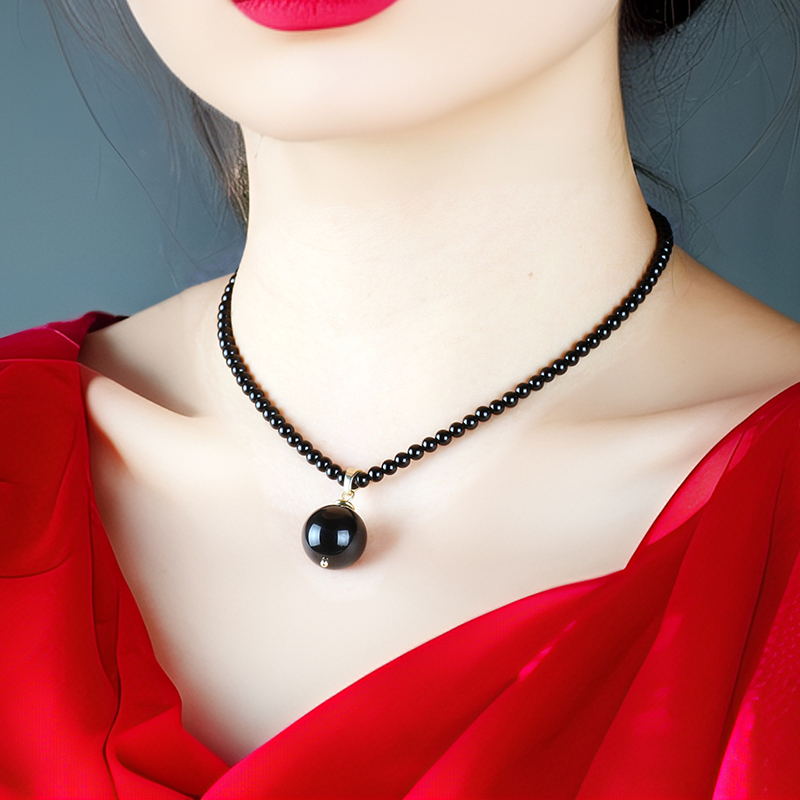 合金项链 锦瑟原创首饰新中式百搭黑色项链大气锁骨链短项链颈链