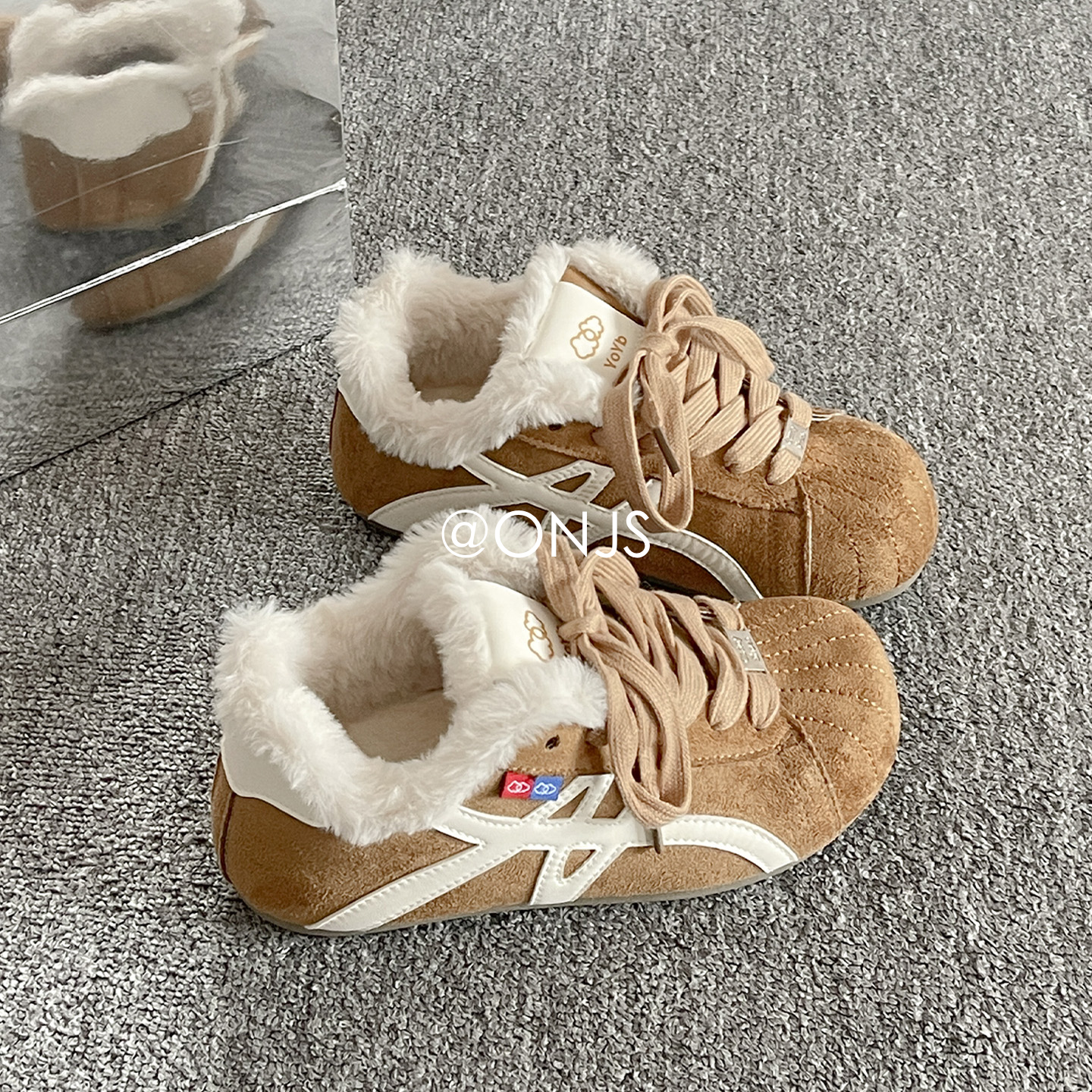 复古加绒德训鞋子女款爆款2025新款保暖二棉鞋女冬外穿厚底小白鞋