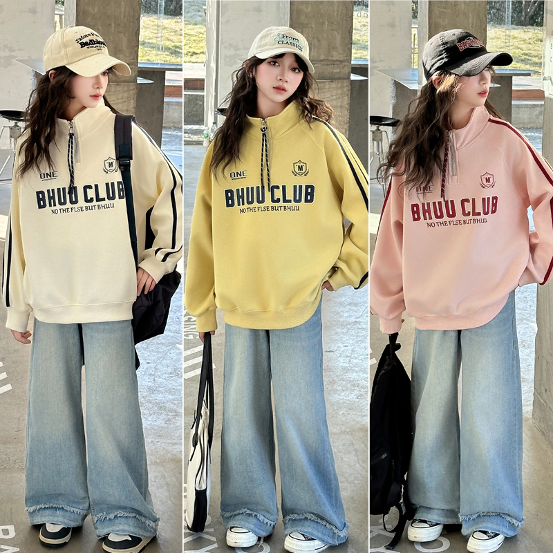 女童卫衣套装2025春装新款6-12岁中大童小女孩洋气阔腿裤两件套装