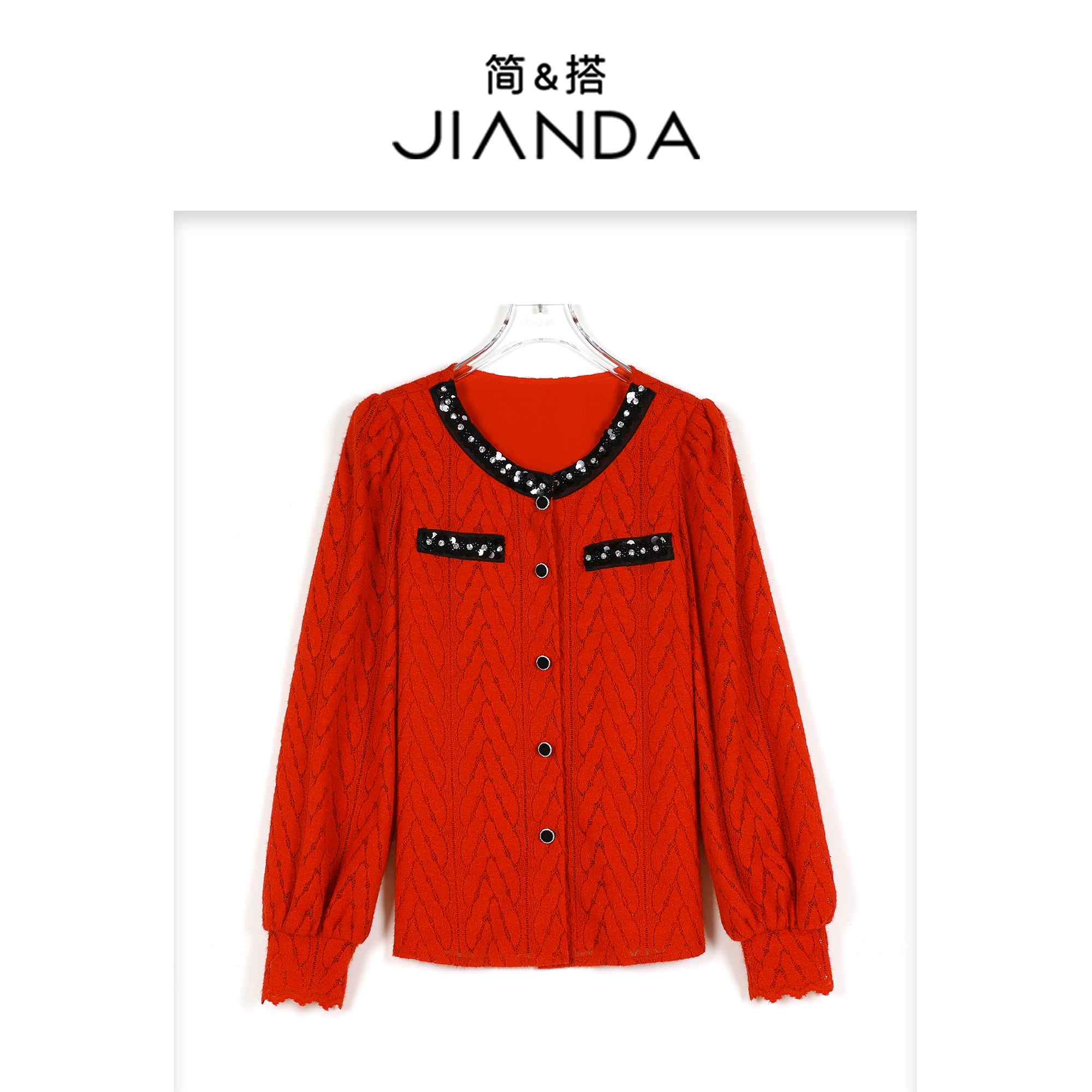 简&搭【千屿Sheila】重工领绒面衬衫251-CS/0103-3101810