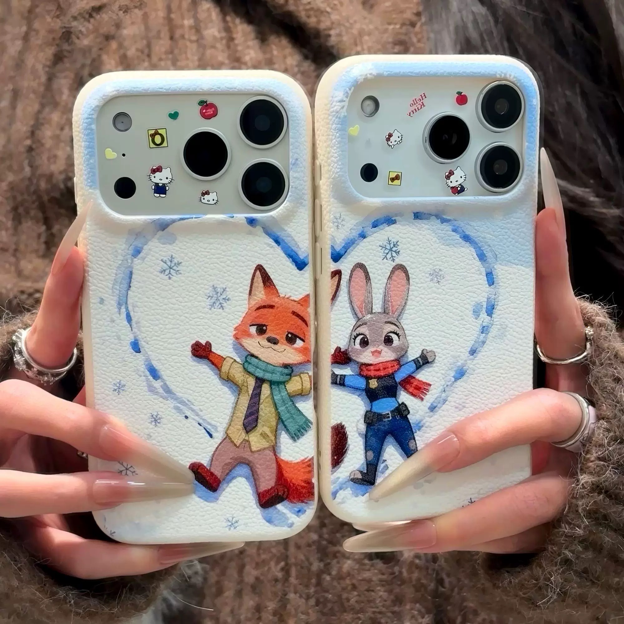 雪地爱心朱迪尼克情侣适用苹果17华为手机壳oppo小米vivo软可爱
