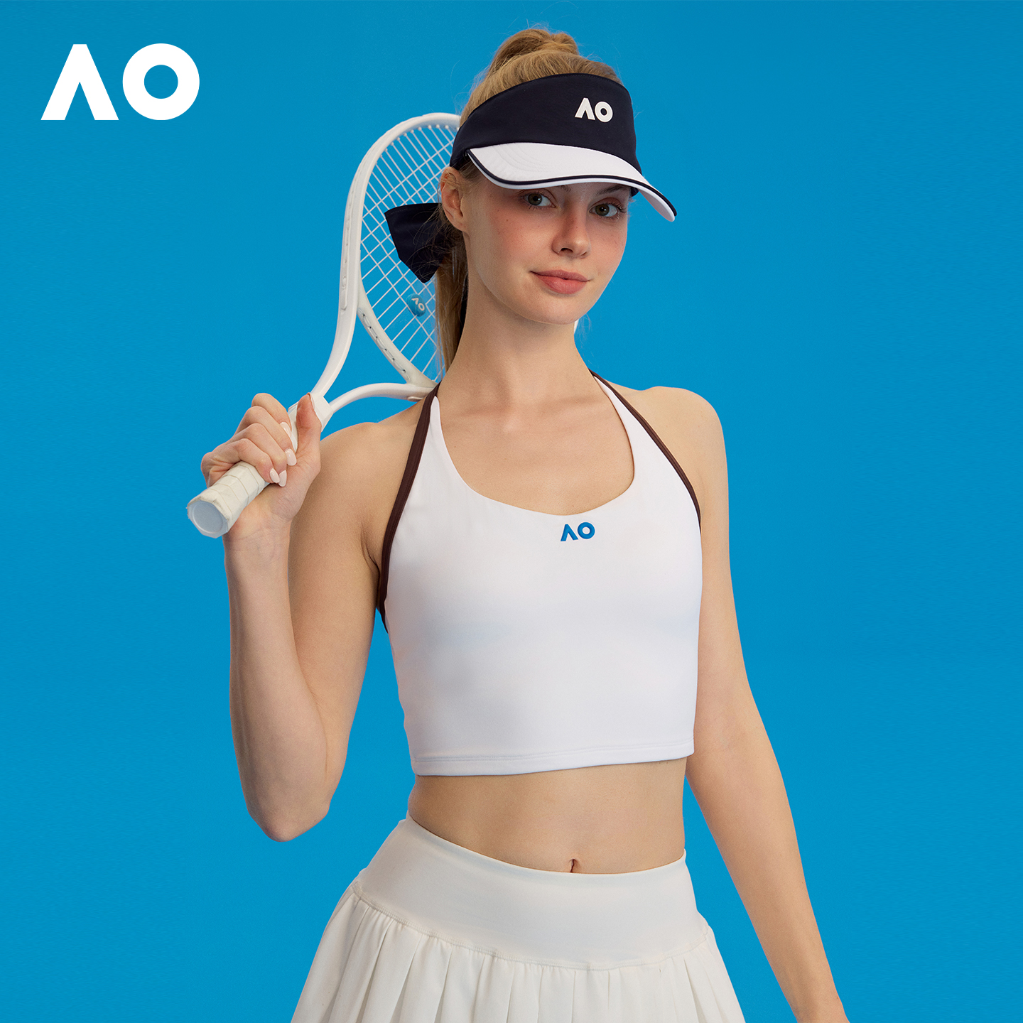 AO澳网舒适清爽修身运动漏背设计撞色条网球美背吊带女夏季