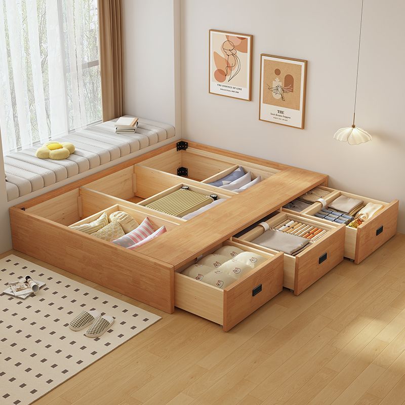 现代简约无床头实木床储物床收纳榻榻米北欧风小户型抽屉高箱定制