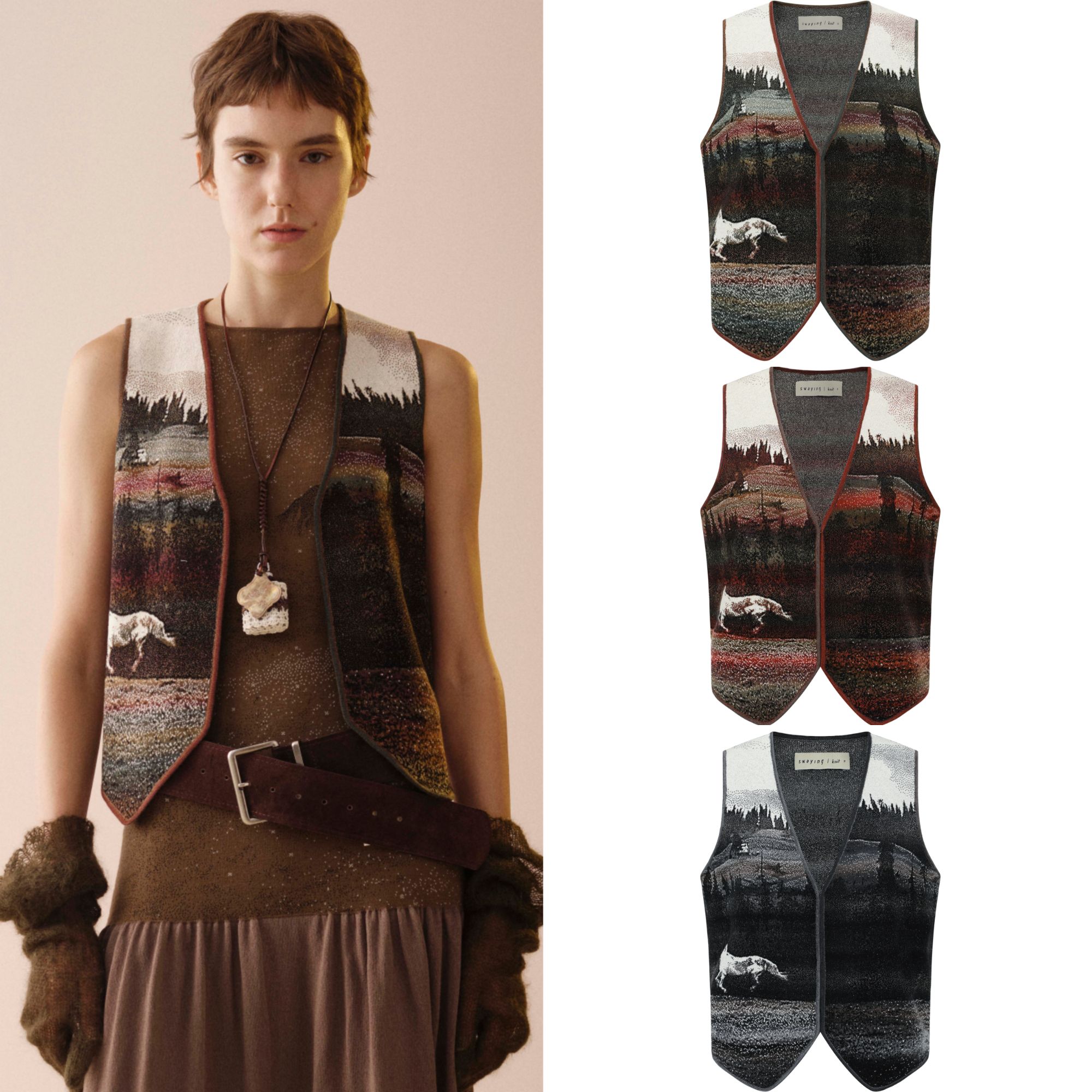 SWAYING/KNIT 提花羊毛马甲 SW26PS1T05C2S2