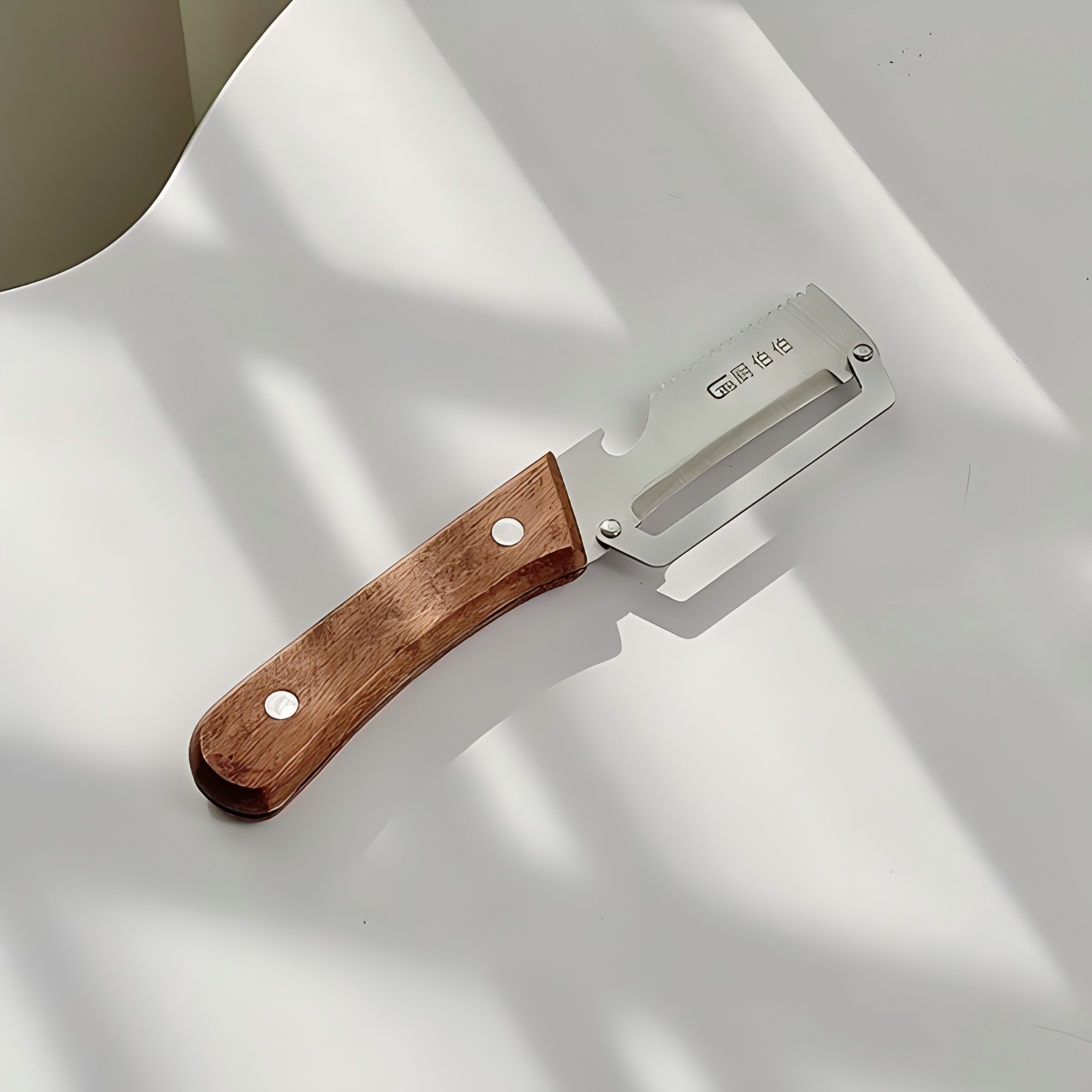 厨伯伯木柄削皮刀不锈钢削皮器瓜果削皮刀