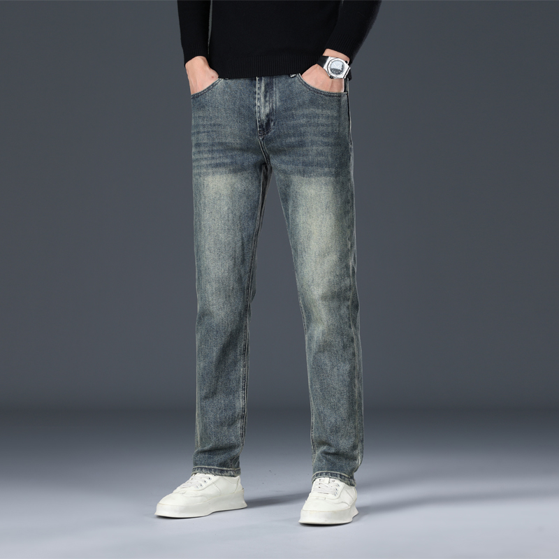 牛仔裤男款复古蓝弹力直筒男士直筒裤男裤秋冬潮流时尚百搭