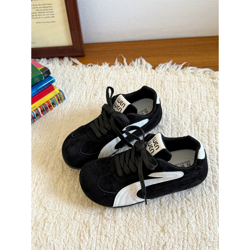 黑色德训鞋女2025夏季新款爆火小众设计感百搭透气休闲阿甘鞋女