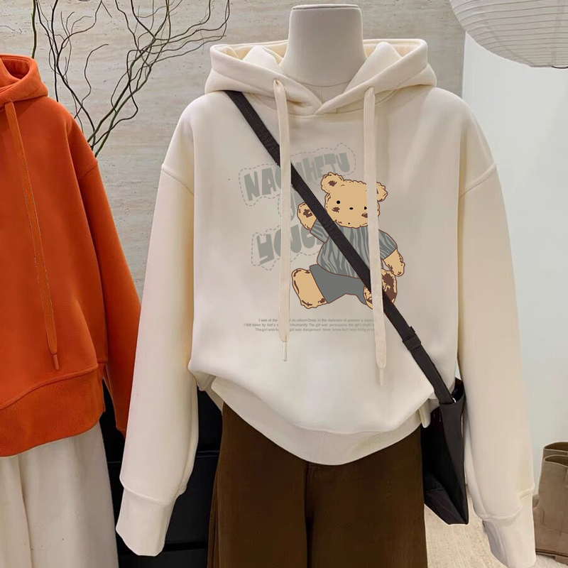 设计感小众秋冬新款2025加绒加厚套头连帽卫衣女短款宽松韩版外套