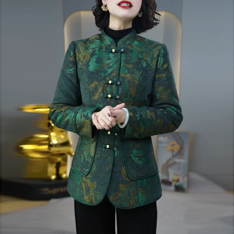 精致复古风加厚棉服2025冬季新款妈妈装时尚修身显瘦减龄保暖外套