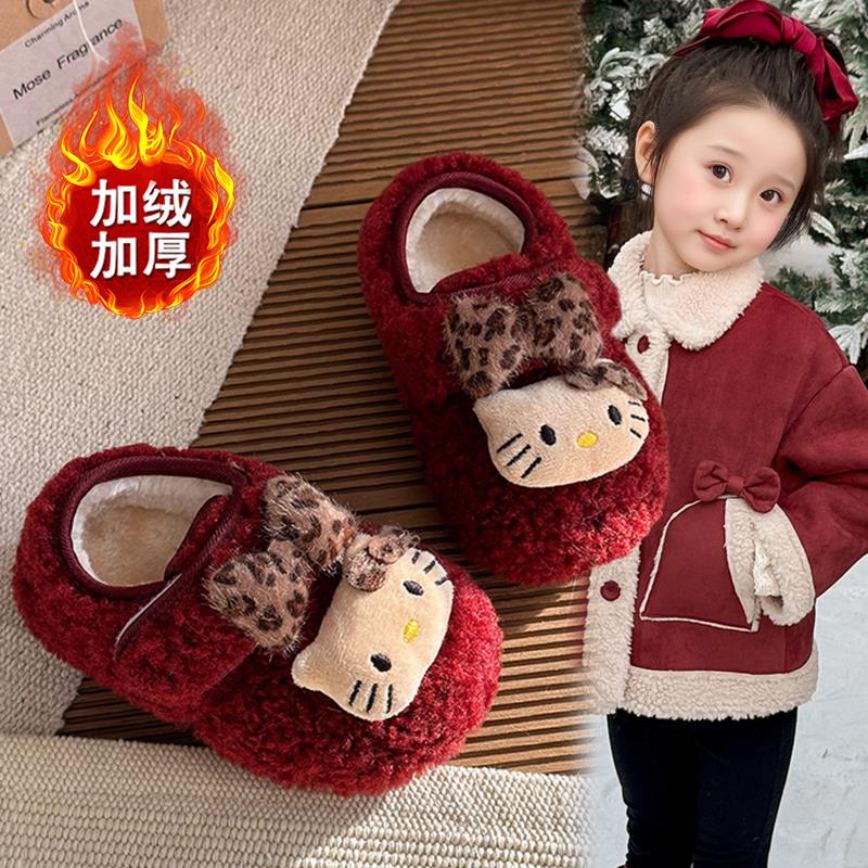女童棉鞋儿童外穿羊羔毛毛鞋冬季新款宝宝加绒保暖二棉公主鞋