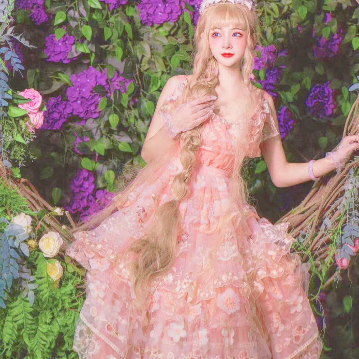 原创立体花朵流苏蝴蝶结法式气质梦幻公主大摆蓬蓬连衣裙子合集3