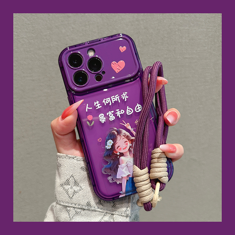 适用于苹果16/oppo华为vivo人生何所求手机壳翻盖镜子网红流行爆