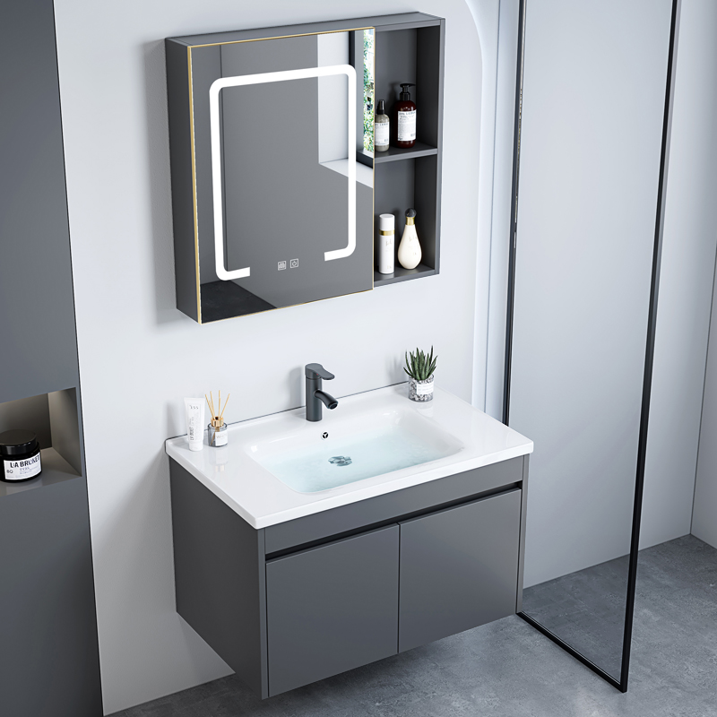 卫浴柜陶瓷一体盆浴室柜智能奶油风简约洗脸洗手台盆柜组合