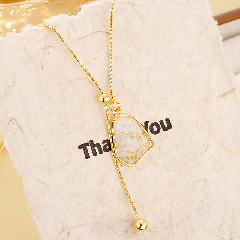 不规则几何锆石项链女2024新款爆款复古秋冬毛衣链抽拉式锁骨链