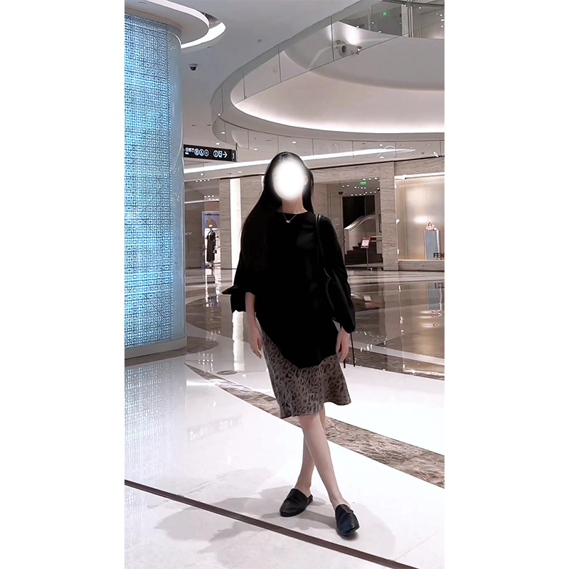 MARIE.COCO洋气时髦气质黑色慵懒风长袖上衣女秋季豹纹半身裙套装