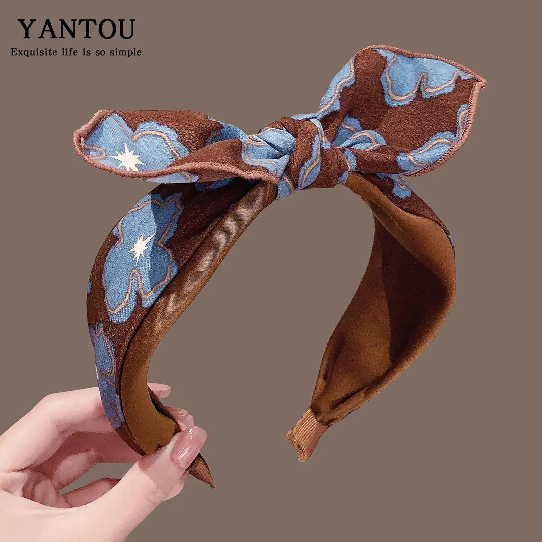 复古搭精致俏皮可爱兔耳朵宽边时尚发箍小众设计气质蝴蝶结头箍女