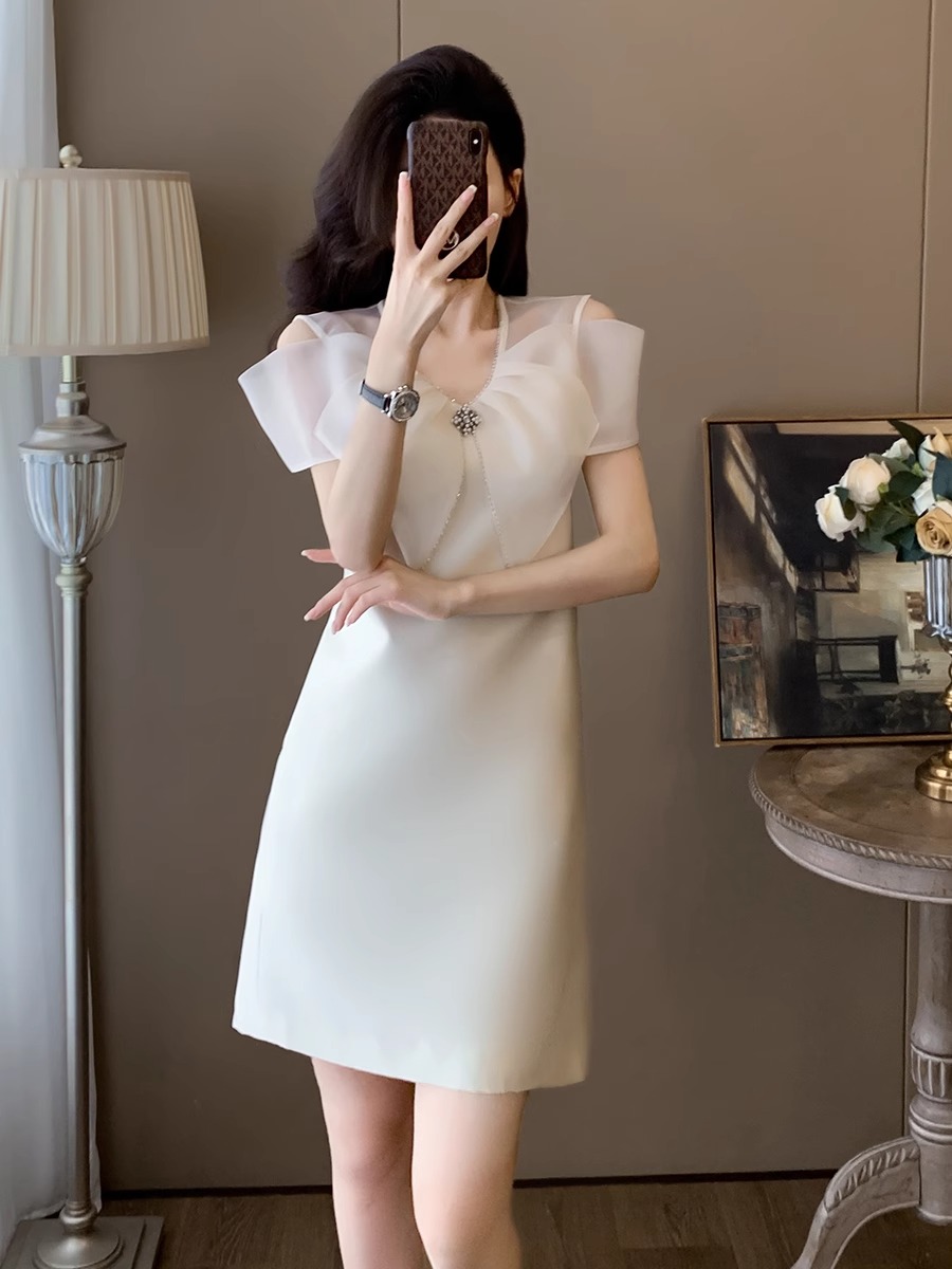 夏季短袖法式绝美气质名媛千金风小个子高端小香风连衣裙女高级感