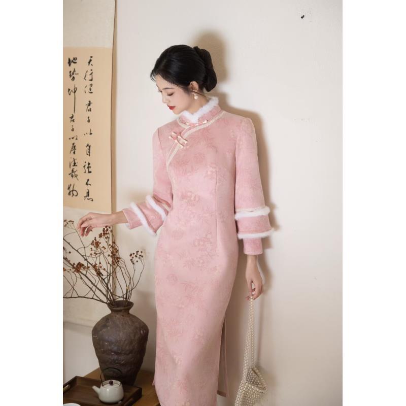 苏故里【梅花点点】加绒秋冬文艺复古高端日常旗袍奢华气质衣长120