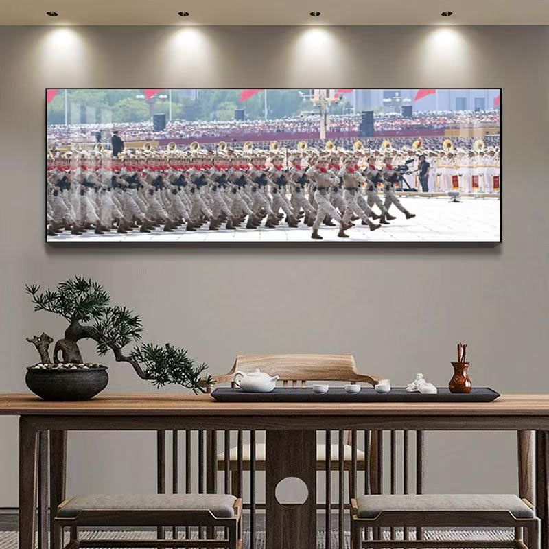 阅兵女兵客厅办公室沙发背景墙装饰画挂画适用于客厅沙发办公室