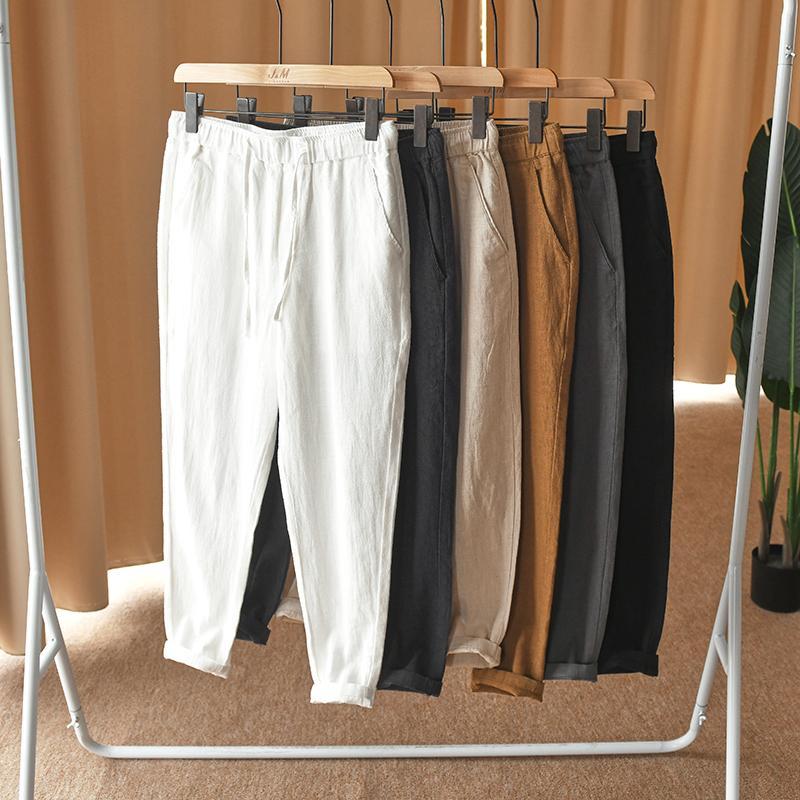 【苎麻长裤】高端亚麻秋季松紧腰直筒棉麻薄款休闲裤百搭8223