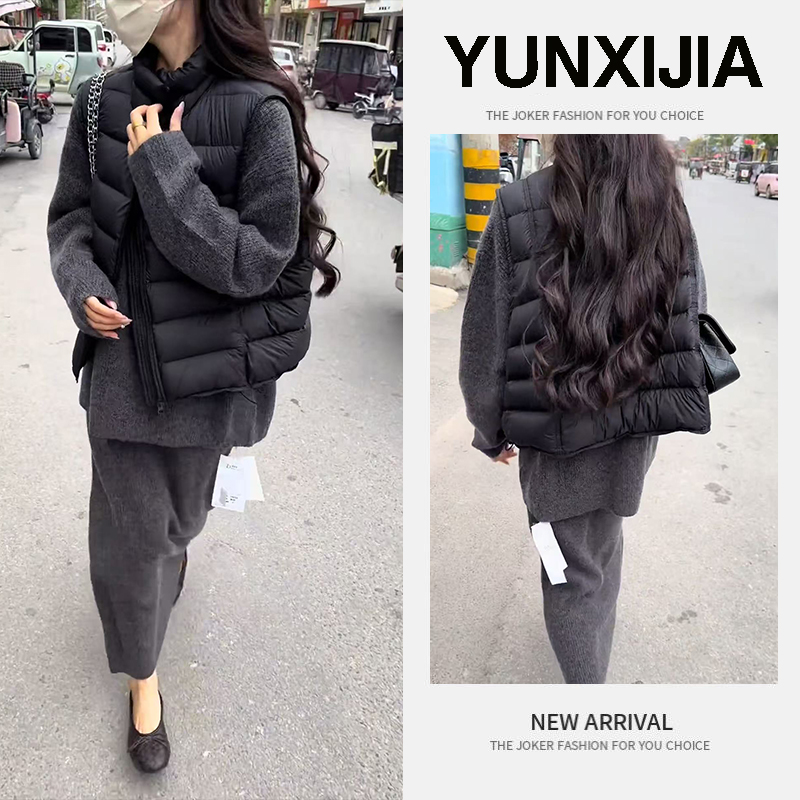 今年流行穿搭一整套女新款2025秋冬保暖百搭毛衣马甲半身裙三件套