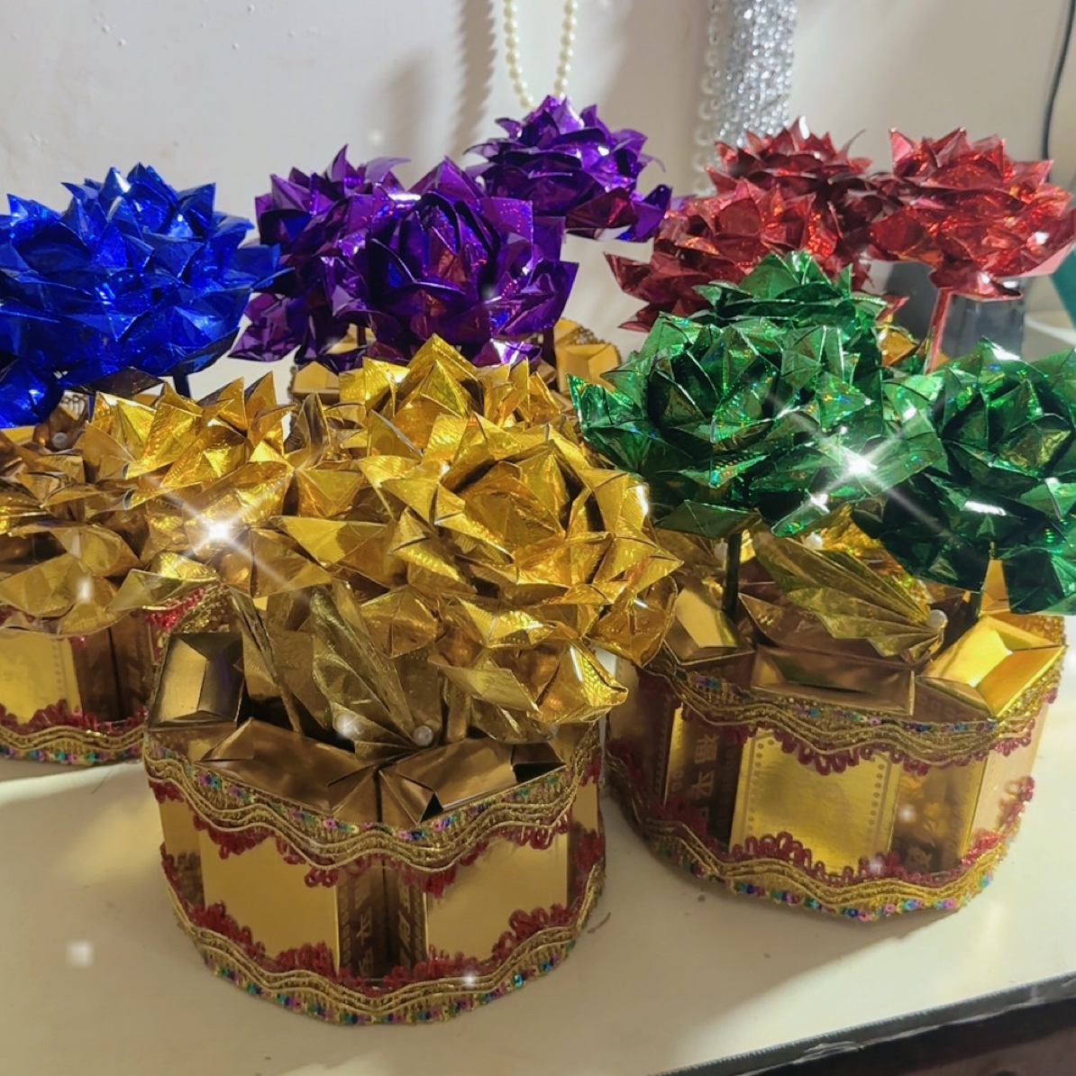 五七花折纸材料包送详细教程女儿花材料包非成品拍下是5盆花材料