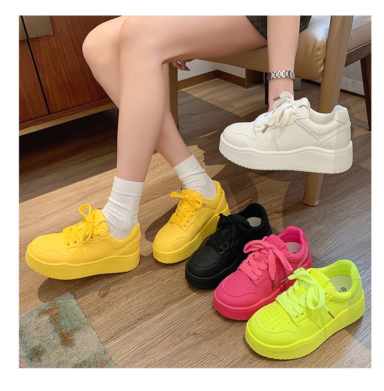 时尚厚底增高玫红色百搭板鞋女2025新款鞋子女爆款女鞋休闲运动鞋