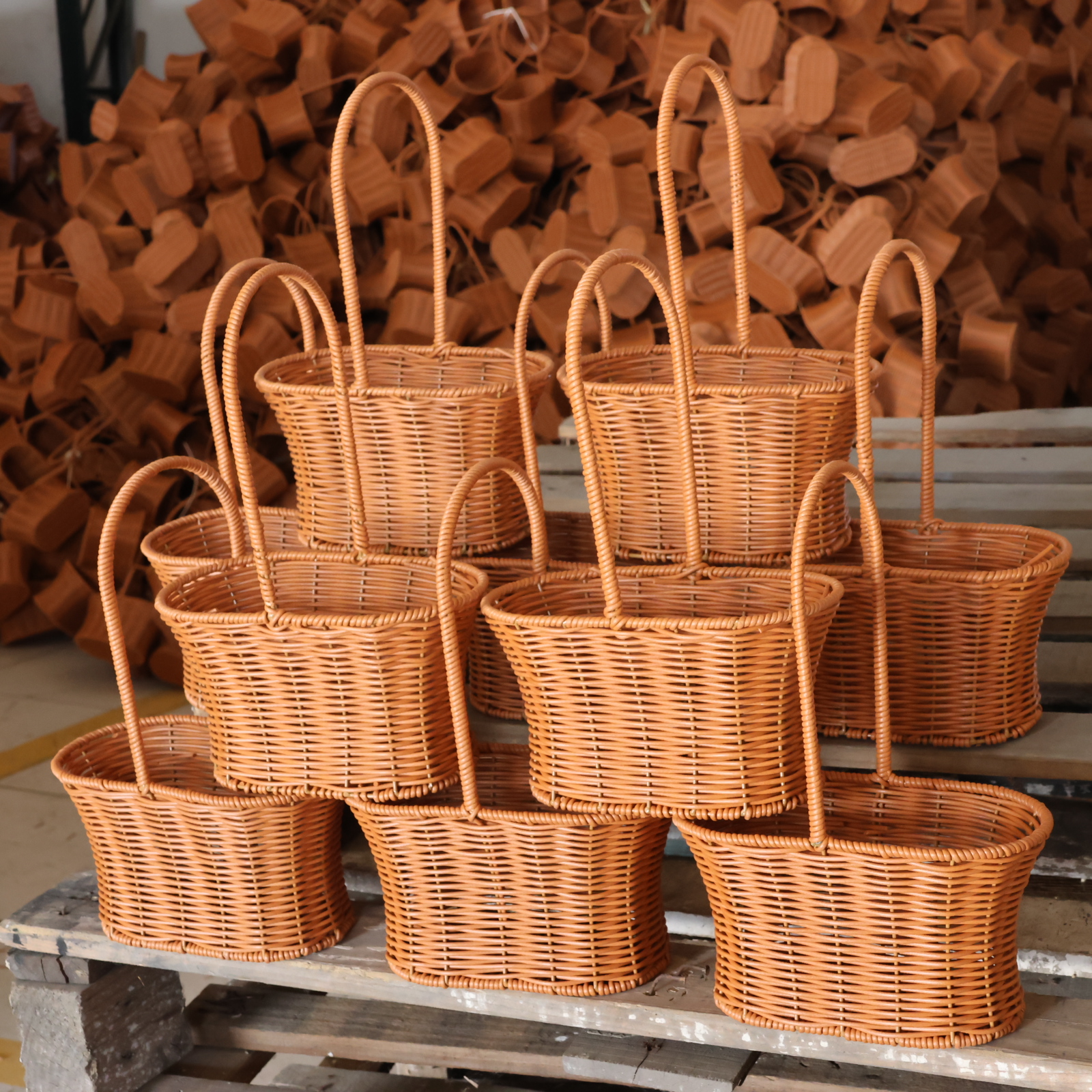 收腰花篮全铁架花篮花店小蛮腰手工编织插花教师节沙龙伴手礼篮子