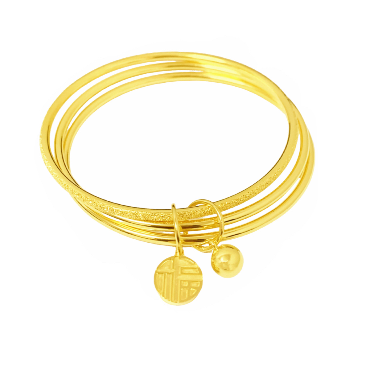 足银手镯 银镀金三生三世福牌手镯