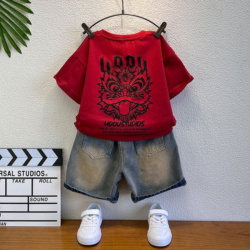 男童夏装套装2025新款儿童装痞帅夏季洋气宝宝短袖两件套衣服