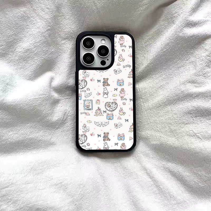 新款ins风卡通狗兔蝴蝶结适用苹果16Pro手机壳15高级14硬壳13可爱