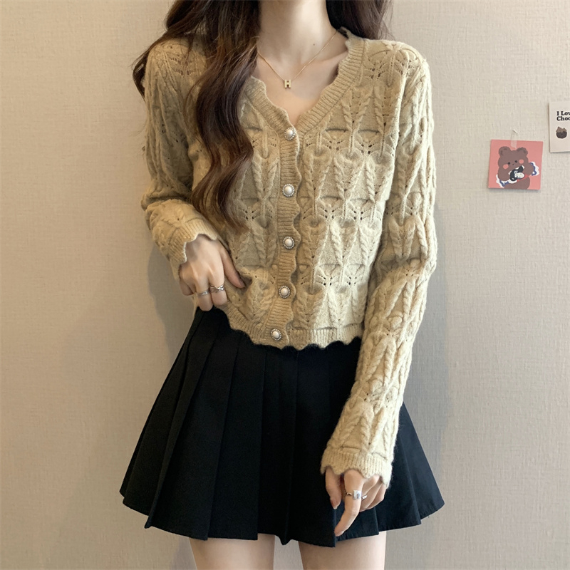 小香风针织开衫毛衣女春秋新款大码胖妹妹显瘦气质高级设计感上衣