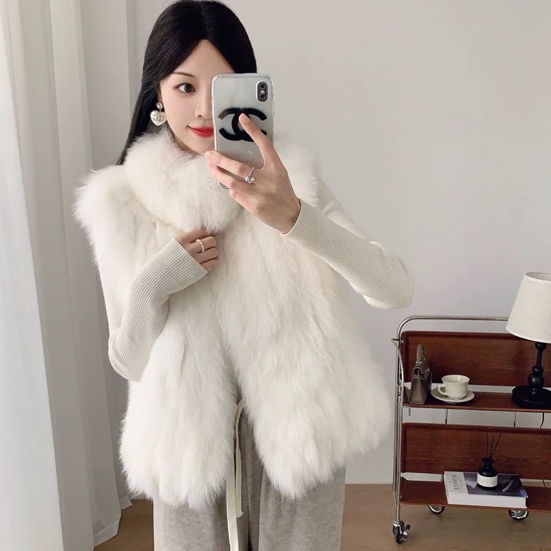 狐狸毛马甲女款真毛毛毛女2025冬季新款皮草马甲外套时尚洋气短款