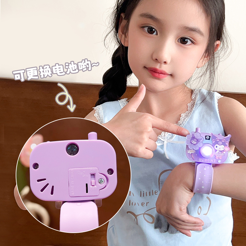 儿童啪啪圈仿真相机女孩玩具可投影旋转陀螺女童手环礼物卡通小孩