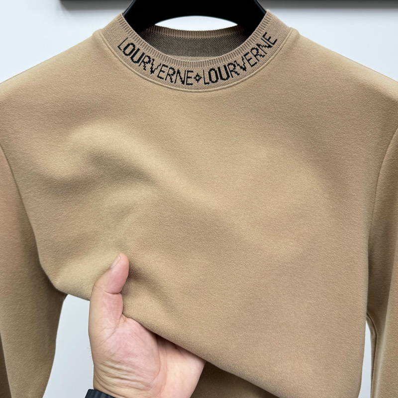 in  cotton sea时尚双面绒长袖T恤男秋冬德绒圆领保暖舒适打底衫