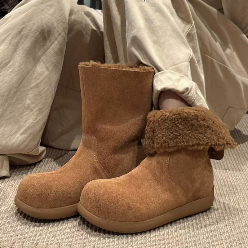 mum【纽扣土豆靴】～防水加绒翻边羊毛高帮雪地靴芒果头保暖女靴棉靴