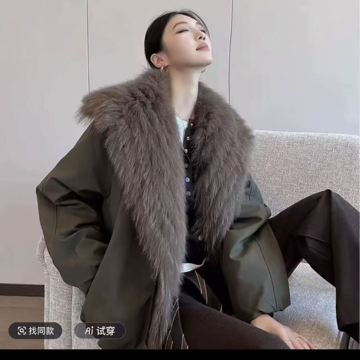 2025秋冬新款外套女超大海军领羽绒内胆短款派克服大衣