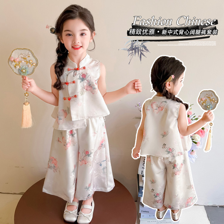 女童新中式汉服套装夏季儿童洋气超仙两件套宝宝夏日薄款国风衣服