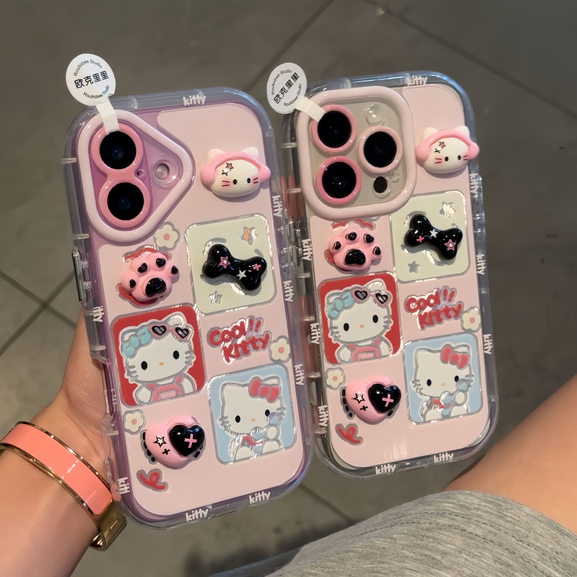 欧克里里耳机猫爪KT猫公仔适用苹果16/15手机壳华为vivo小米oppo