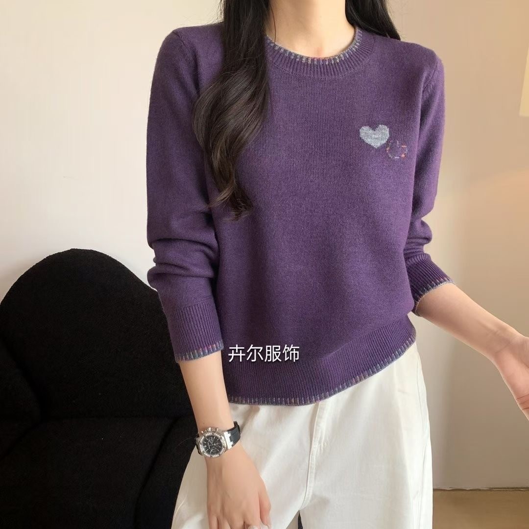 【燕珍时装】冬季新款8 7035ins风韩版减龄显瘦百搭设计感圆领毛衣