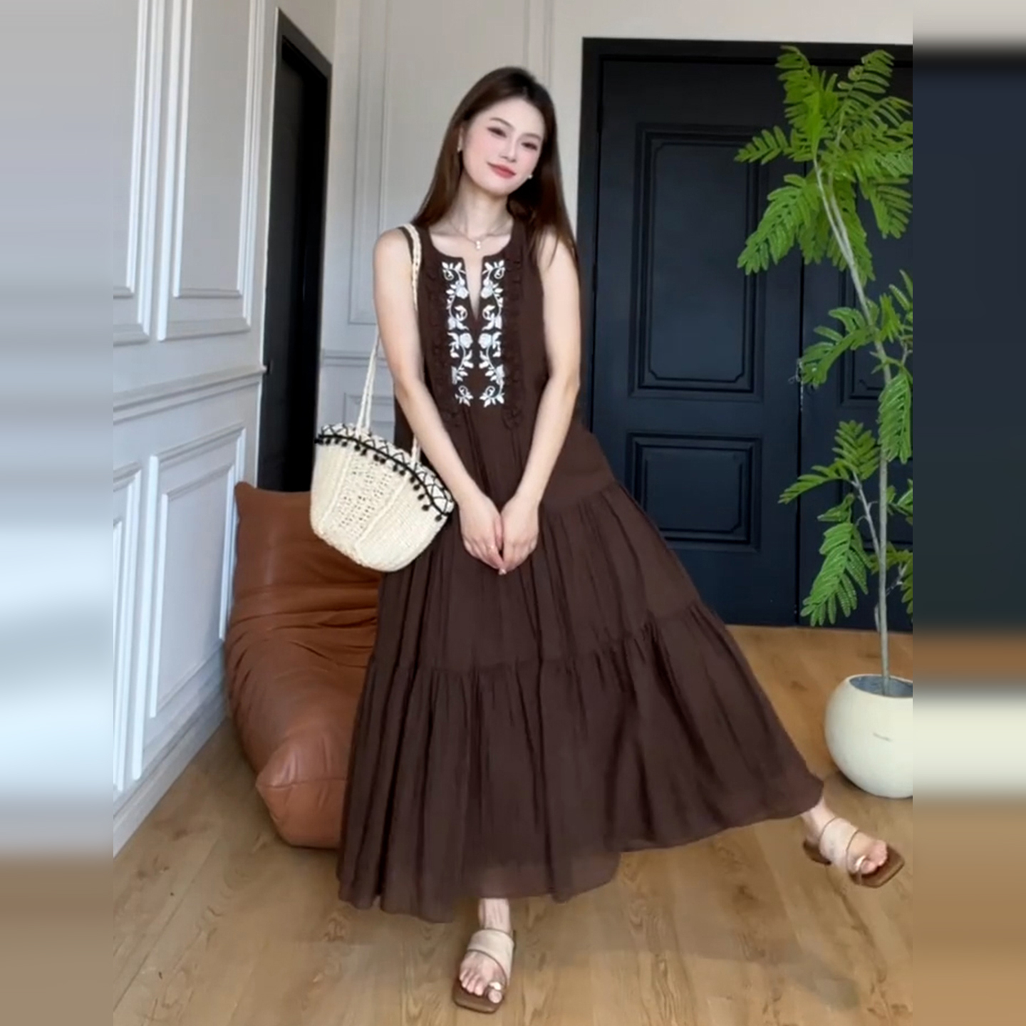 【现货+运补】度假波西米亚吊带背心连衣裙子女气质长裙5085