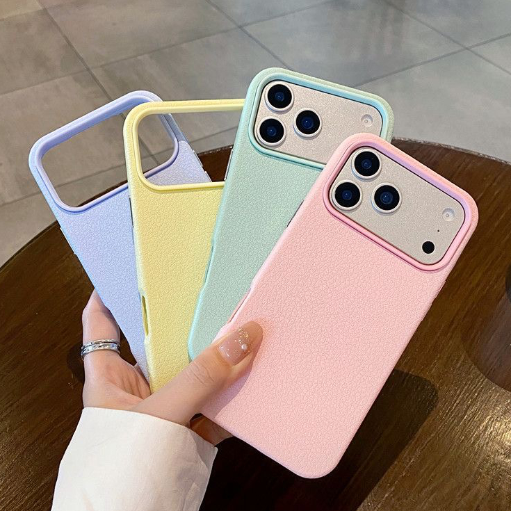 纯色简约荔枝皮纹苹果17promax磁吸手机壳iPhone16/15/14防摔磨砂